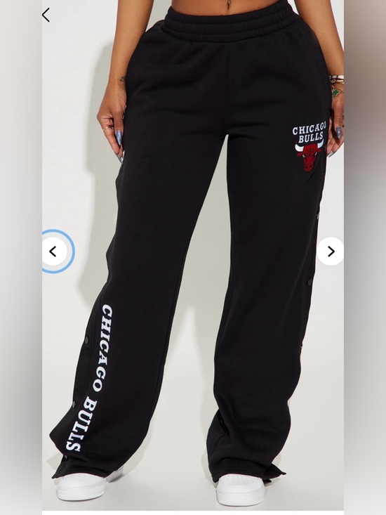 NBA Pants - NBA Chicago Bulls Womens tear-away Jogger pants Side Snap Black Size XL